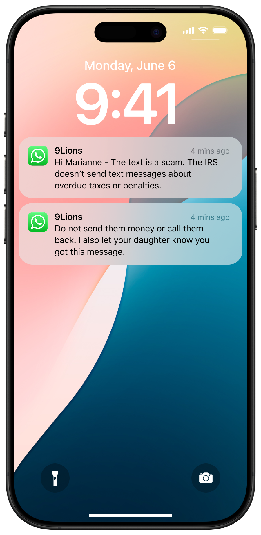WhatsApp notification example